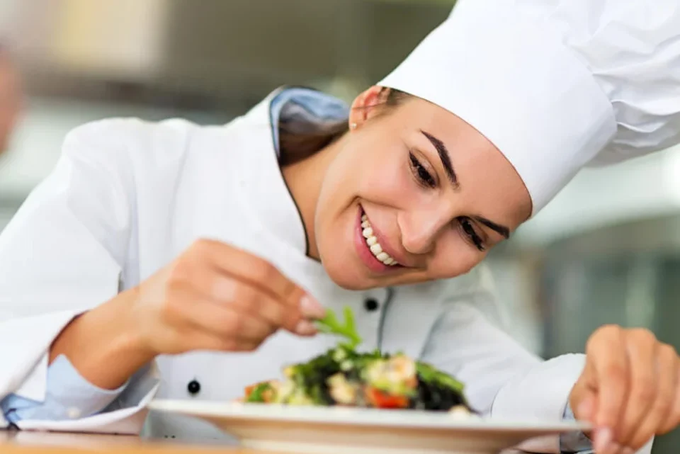 Beautiful-chef-garnishing-food